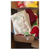 Box of Linens and Blankets