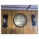 Clock and wall sconces