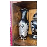 Matte Black Ceramic Vase and Jar, vase chipped