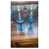 Vintage blue Empoli diamond optic goblet