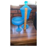 Indiana glass diamond point satin blue apothecary