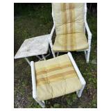 PVC chair, ottoman, table