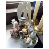 Candle sticks, angel, and other decors