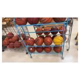 Blue metal ball holder/rack on wheels (no balls)
