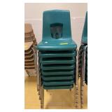 8 Plastic Green School Chairs