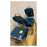 8 Blue School Chairs