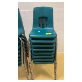 8 Plastic Green School Chairs