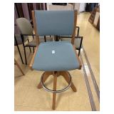 Wooden Swivel Greenish/Blue Stool