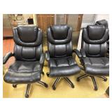 Black Leather Swivel Desk Chairs (3) *cracking*
