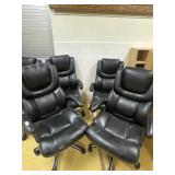 Black Leather Swivel Desk Chairs (4) *cracking*