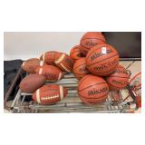Lot of Woman Sized Basketballs & Footballs