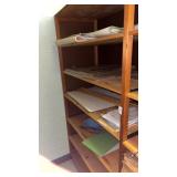 Contents of shelves (metered sticks, decor, and