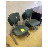 Lot of 8 Green Cafeteria Chairs