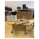 Wooden Desk with Misc Items - Christmas Sign,