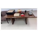 Stained wooden table 5x3ft (no contents)