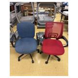Red and Blue Cushioned Office Chairs (2) *As is*