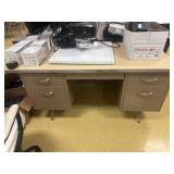 Tan Metal Desk with Laminate Top 64 x 30 x 29.5