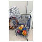 Volleyballs, Soccer balls, w/ moving Cart