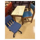 Wooden Desk w Chair and Padded School Chair