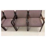 3 wooden chairs with upholstered seats