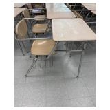 Lot of 21 Schools Desks with Attached Chairs