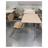 Lot of 17 School Desks with Attached Chairs
