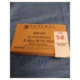 New box of 20 Federal 5.56 55 gr. ammo