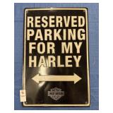 Harley Davidson Reserved Parking Tin Sign
