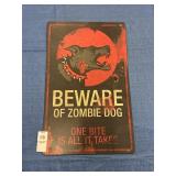 Beware of Zombie Dog Novelty Tin Sign