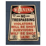 Warning No Trespassing Novelty Tin Sign
