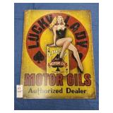 Lucky Lady Motor Oils Tin Sign *Repro*