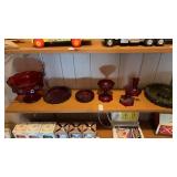 Fostoria coin glass in ruby red assortment
