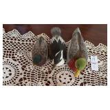 3 Unbranded Wooden Bird Decoys