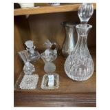 Lot of Vintage Glass Perfume Bottles and Trays
