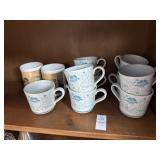 Lot of Blue Floral and Cherub Mugs and C
