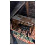 Vintage wooden desk and chair  48x30x25inch