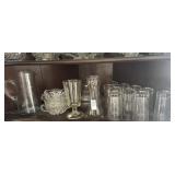 Shelf Lot of Assorted Glassware - Glasses, Lidded