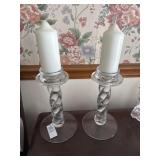 Glass Candle Stick Holders with Candles