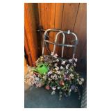 Woven baskets with fake flowers, handicap