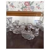 Glass Candle Stick Holders with Pink Hue