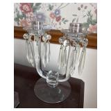 Glass Candle Stick Holder with Dangling Beads