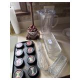 Glass Refrigerator & Butter Dish, Apple Decor,