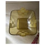 Vintage Yellow Depression Square Glass Bowl