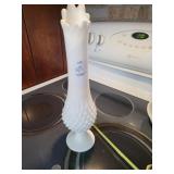 Fenton hobnail milk glass vase 13.5 in tall