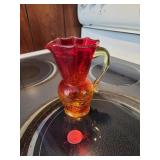 Crackell glass hand blowing pitcher 5.5in. Tall