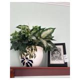 Faux Plant in Vase and Framed Picture