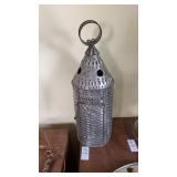 Vintage Punched and Pierced Tin Candle Lantern