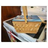 Painted basket & misc items