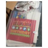 Bin of birthday, gift bags, etc