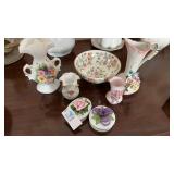 Assorted Floral Themed Vases, Bowls, etc.